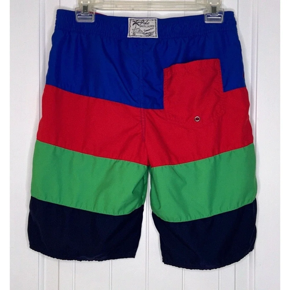 Ralph Lauren Polo Board Swim Trunk Shorts Teen Boys 14-16 L Color Stripes